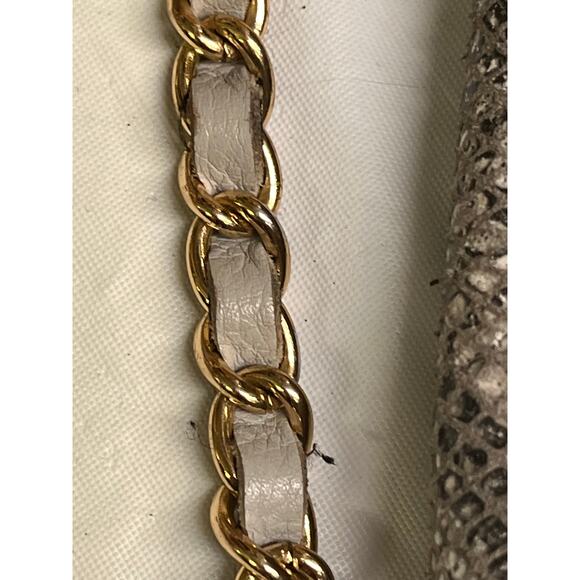 Vintage Nordstrom Leather Shoulder bag Animal / Python print, Gray Crossbody Bag - Picture 6 of 14